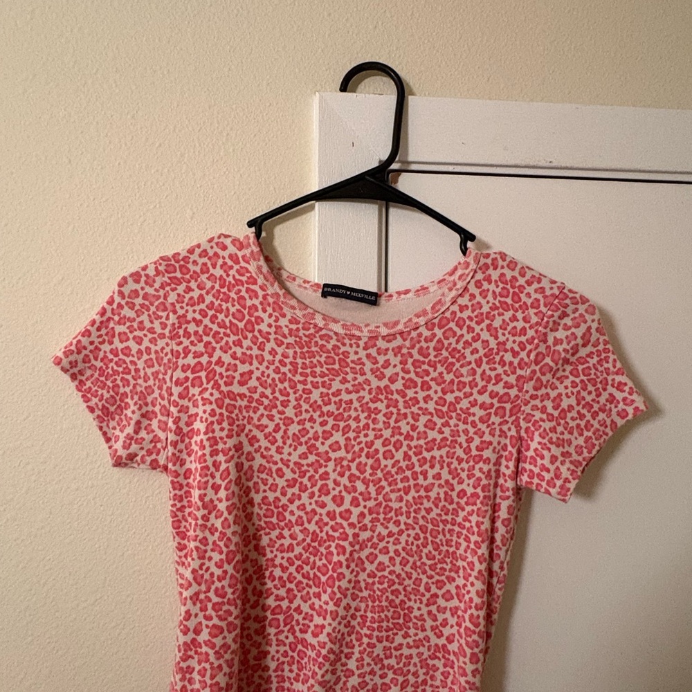 Pink Leopard Print Women's Top Brandy Melville